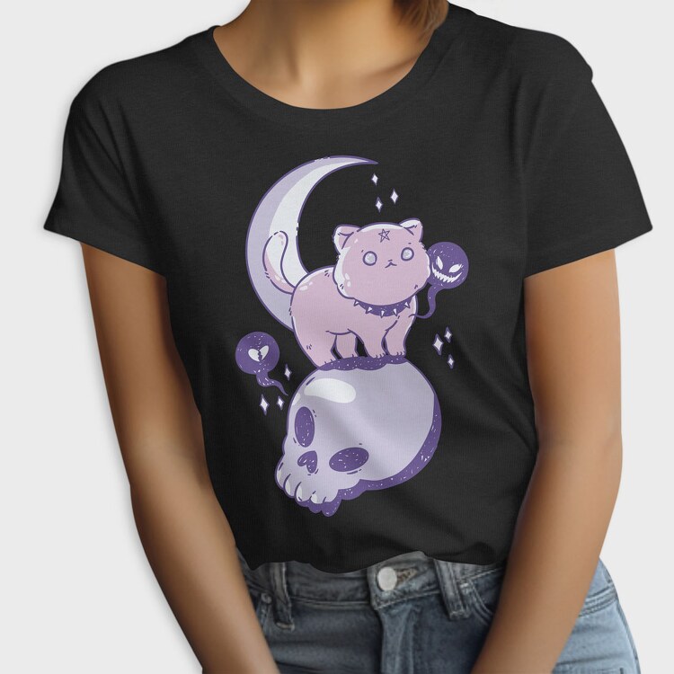 Pastel Goth Cat Skull, Tricou Femei