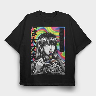 Japanese Girl Psychedelic Comic, Tricou Oversize Barbati (Unisex)