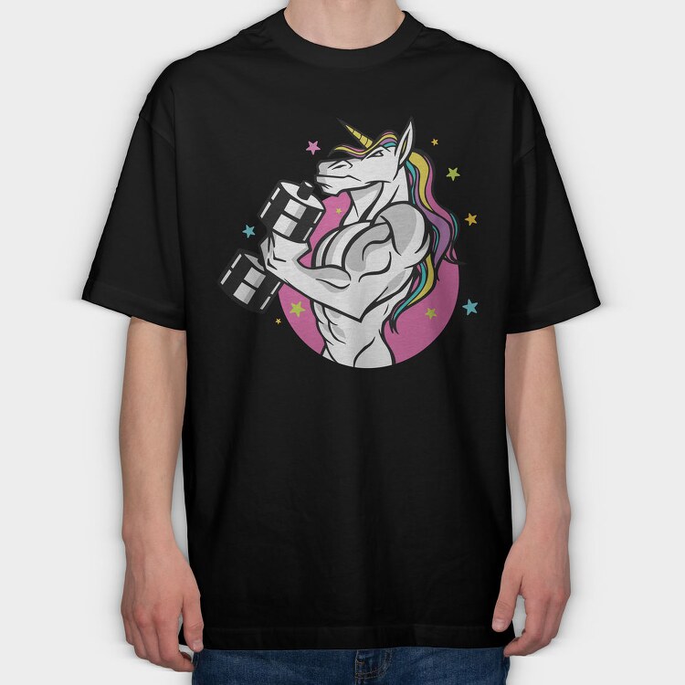 Muscular Unicorn Fit, Tricou Oversize Barbati (Unisex)