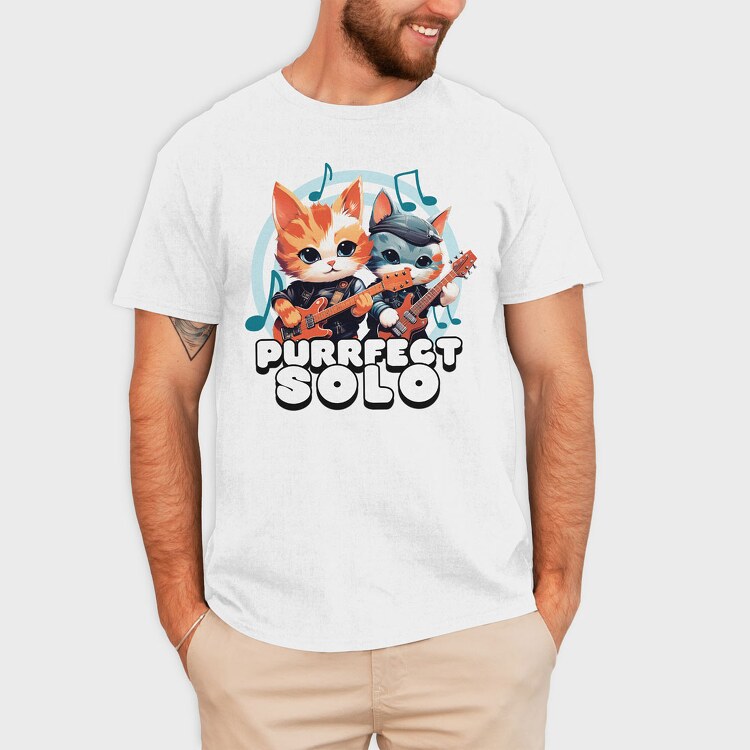 Purrfect Solo Cats Guitar, Tricou Barbati (Unisex)