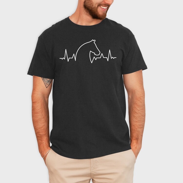 Horse Heartbeat Line, Tricou Barbati (Unisex)