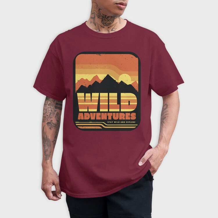 Retro Sunset Wild Adventures, Tricou Barbati (Unisex)