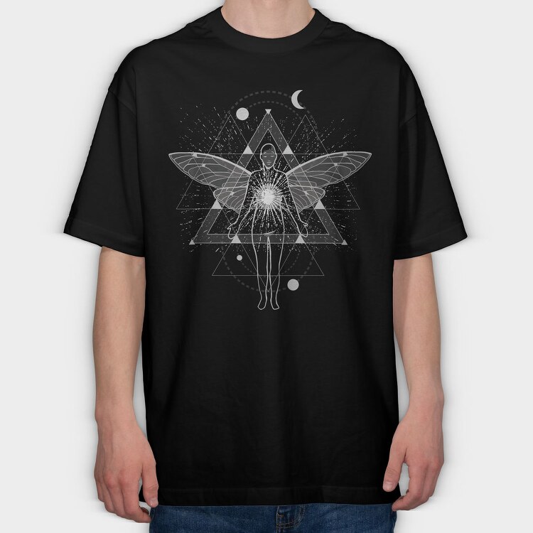 Geometric Astral Trip, Tricou Oversize Barbati (Unisex)