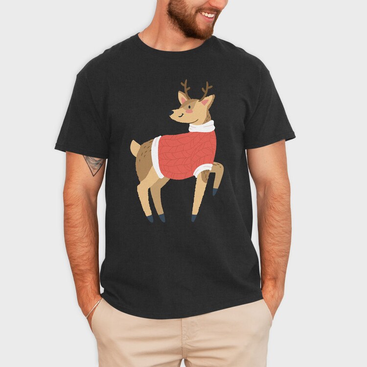 Reindeer Sweater, Tricou Barbati (Unisex)