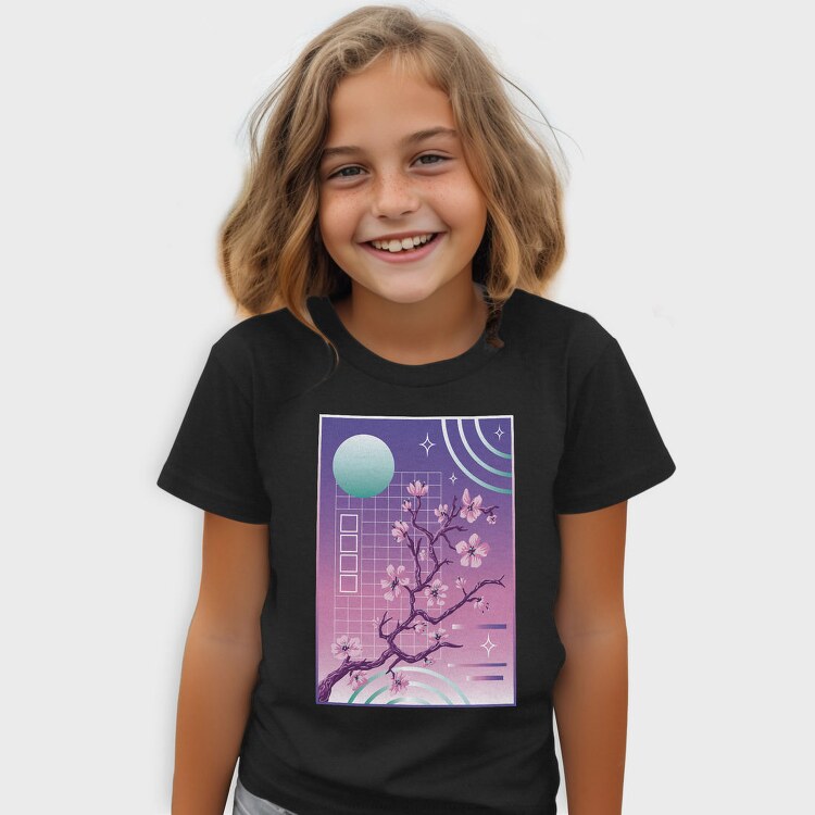 Japanese Sakura Vaporwave Tree, Tricou Copii