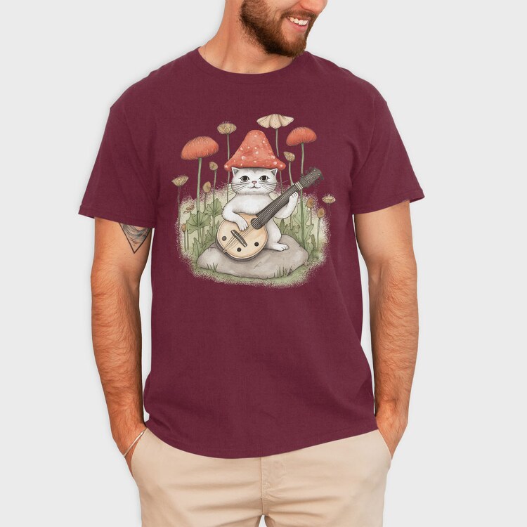 Shroom Hat Cat, Tricou Barbati (Unisex)