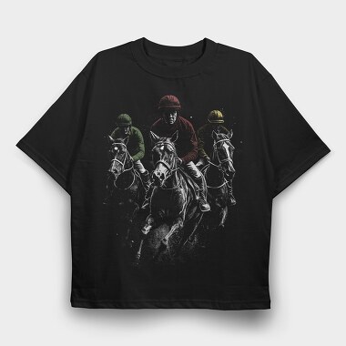 Horse Racing Action, Tricou Oversize Barbati (Unisex)
