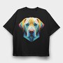 Geometric Labrador Dog Poly, Tricou Oversize Barbati (Unisex)