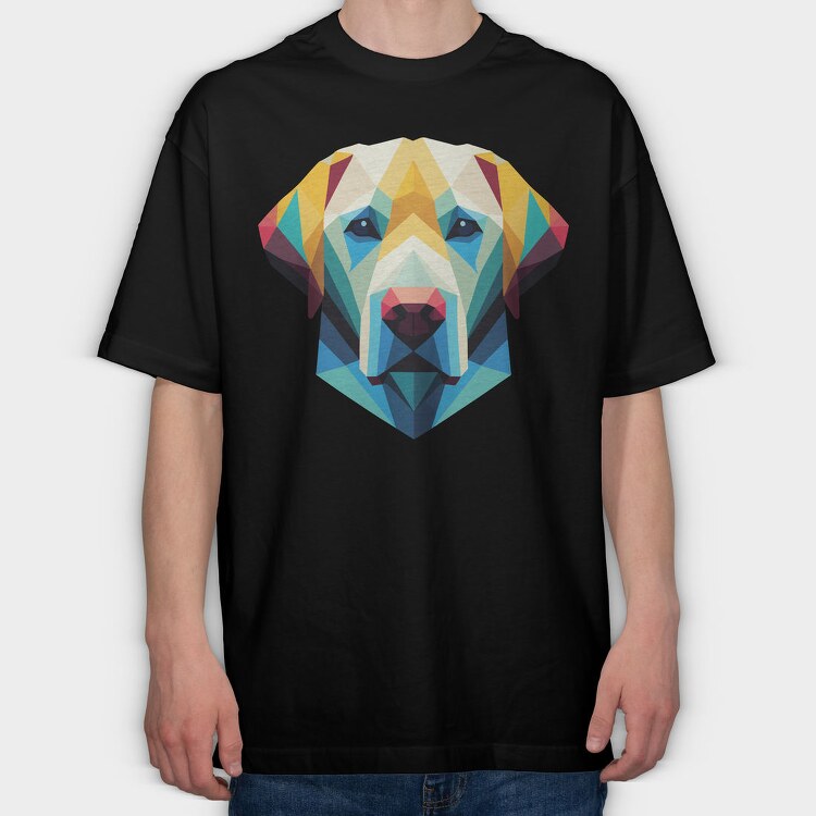 Geometric Labrador Dog Poly, Tricou Oversize Barbati (Unisex)