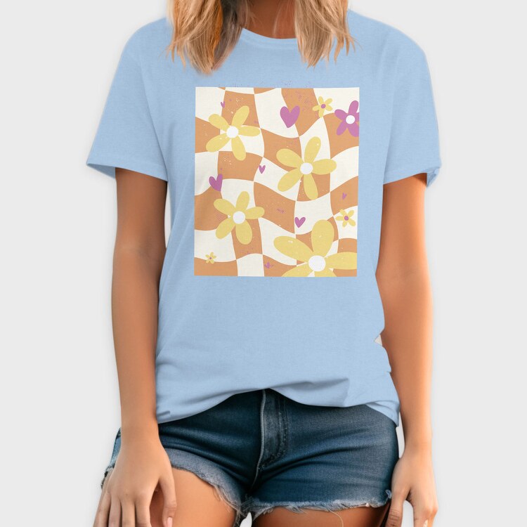 Danish Pastel Floral Checkered, Tricou Barbati (Unisex)
