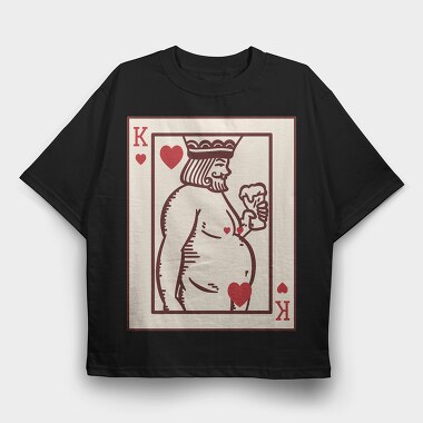 Chubby King Of Hearts Card, Tricou Oversize Barbati (Unisex)