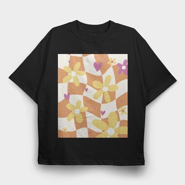 Danish Pastel Floral Checkered, Tricou Oversize Barbati (Unisex)