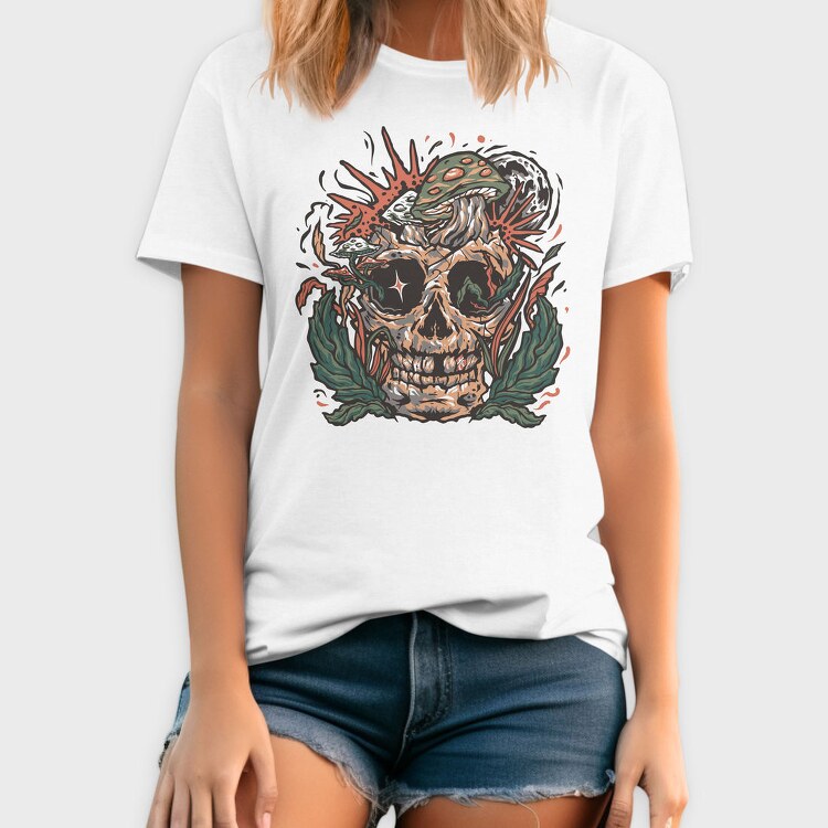 Mushroom Skull Flora, Tricou Barbati (Unisex)