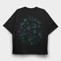 Circle Of Flowers And Leaves Botanical Line Elements, Tricou Oversize Barbati (Unisex)