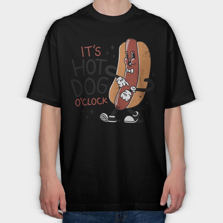Hot Dog Cartoon Oclock, Tricou Oversize Barbati (Unisex)