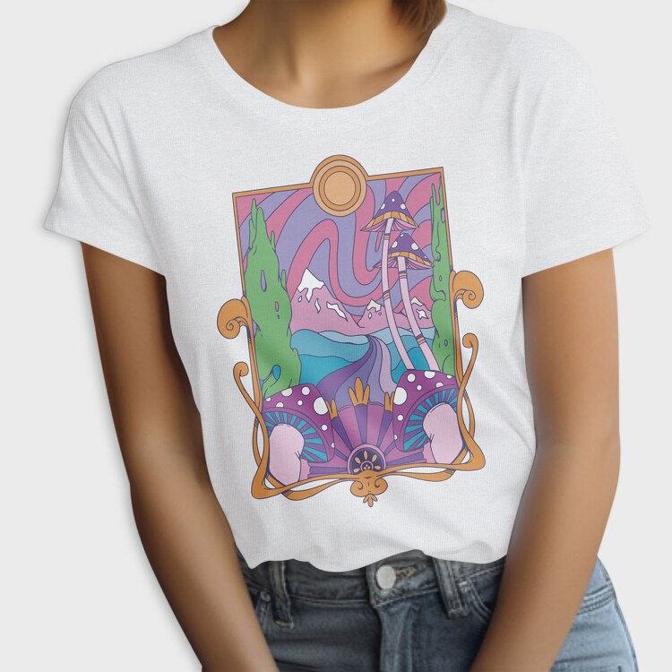 Retro Trippy Landscape, Tricou Femei