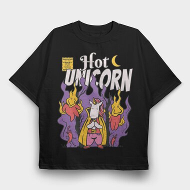Hot Unicorn Cartoon, Tricou Oversize Barbati (Unisex)