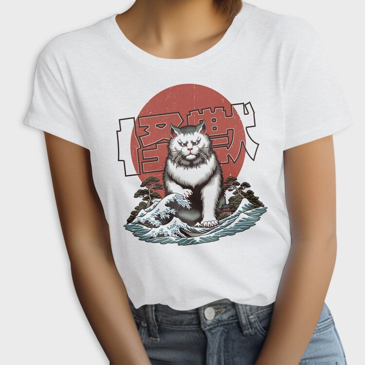 Japanese Wave Cat Catzilla, Tricou Femei