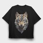 Geometric Wolf Head, Tricou Oversize Barbati (Unisex)
