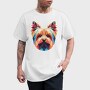 Geometric Yorkshire Terrier Poly Dog, Tricou Barbati (Unisex)