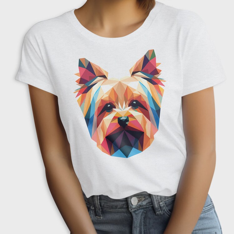 Geometric Yorkshire Terrier Poly Dog, Tricou Femei