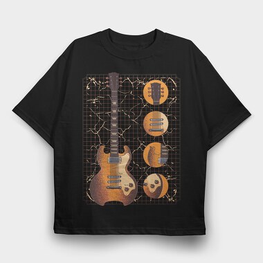 Classic Guitar Illustration, Tricou Oversize Barbati (Unisex)