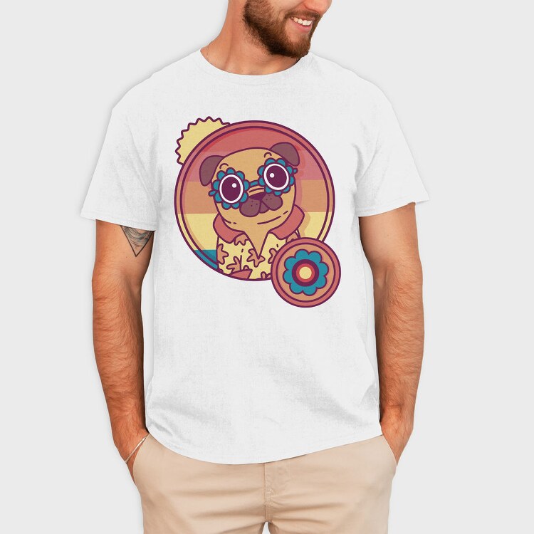 Retro Hippie Dog, Tricou Barbati (Unisex)