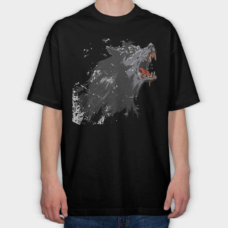 Howling Werewolf Cartoon, Tricou Oversize Barbati (Unisex)