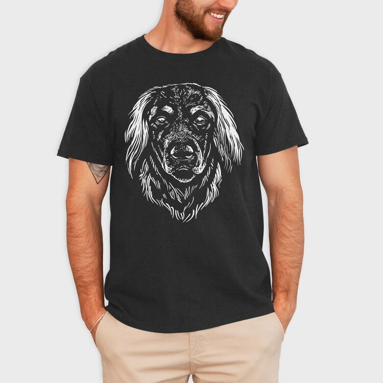 German Dog Breed Hovarwart Head, Tricou Barbati (Unisex)