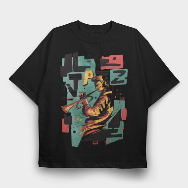 Jazz Musician Abstract Music, Tricou Oversize Barbati (Unisex)
