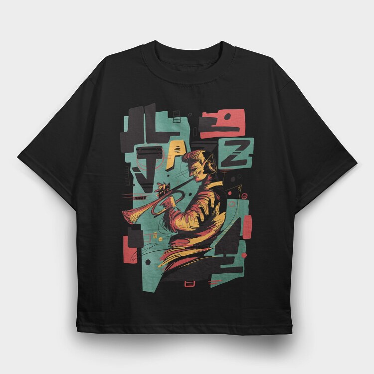 Jazz Musician Abstract Music, Tricou Oversize Barbati (Unisex)