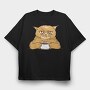 Angry Coffee Cat Grumpy, Tricou Oversize Barbati (Unisex)