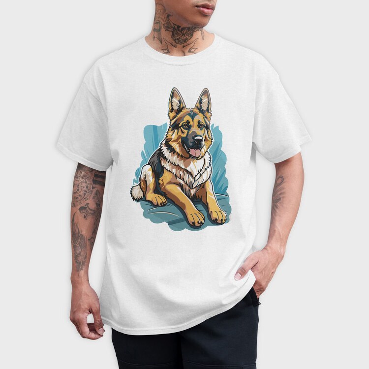 German Shepherd Portrait, Tricou Barbati (Unisex)