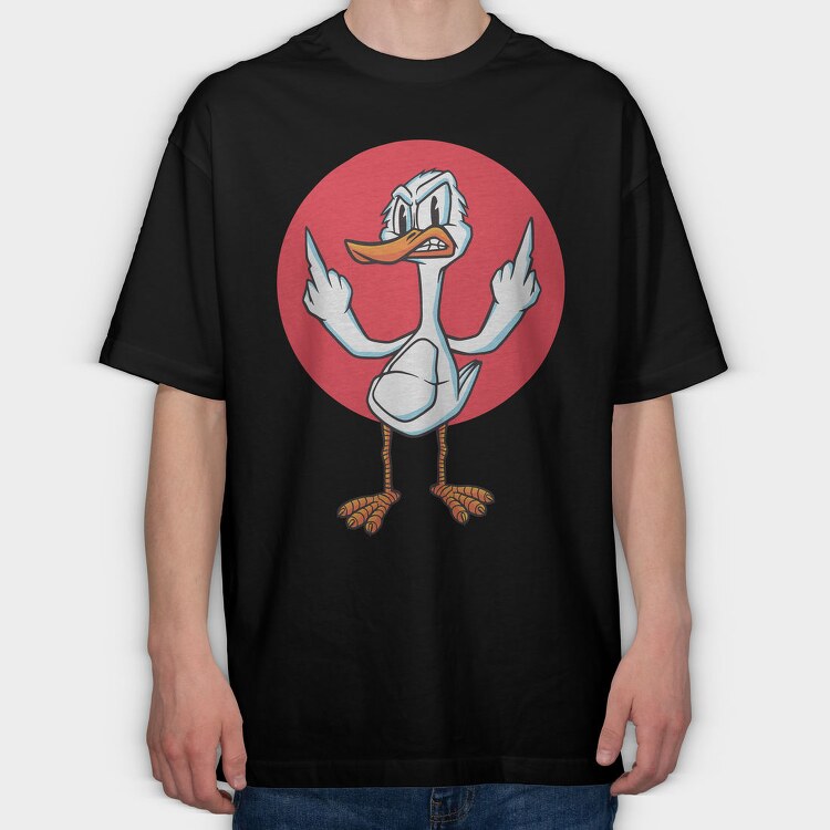Angry Duck Fuck You, Tricou Oversize Barbati (Unisex)
