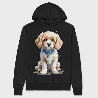 Cavachon Dog Watercolor, Hanorac Oversize Barbati (Unisex)