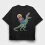 Jesus And T Rex Funny, Tricou Oversize Barbati (Unisex)