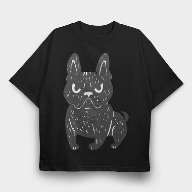 Angry French Bulldog Dog Doodle French Dog, Tricou Oversize Barbati (Unisex)