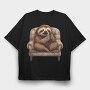 Sloth On A Chair Yawn, Tricou Oversize Barbati (Unisex)