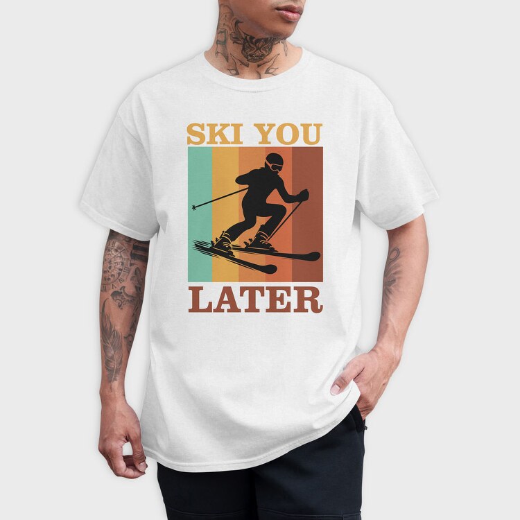 Retro Ski Sky Quote, Tricou Barbati (Unisex)
