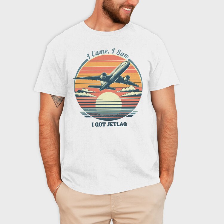 Jetlag Travel Quote I Came I Saw, Tricou Barbati (Unisex)