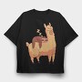 Sloth Riding Llama Sleeping, Tricou Oversize Barbati (Unisex)