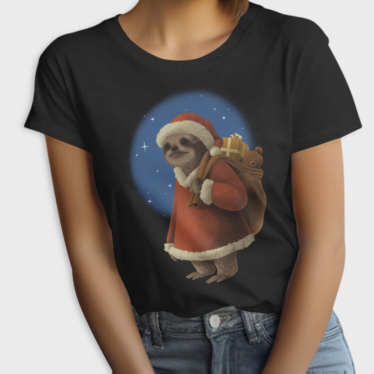 Sloth Santa Claus In Christmas, Tricou Femei