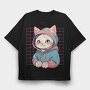 Anime Cat Cute, Tricou Oversize Barbati (Unisex)