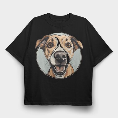 Joyful Dog Portrait, Tricou Oversize Barbati (Unisex)