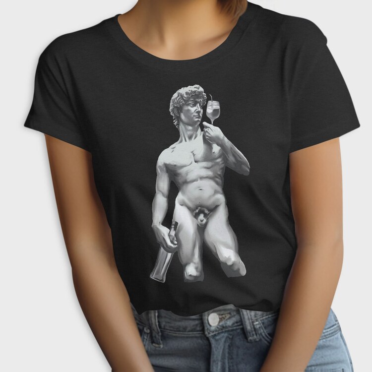 David Statue Wine Glass Realistic Michelangelo Cup Bottle, Tricou Femei