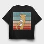 Giraffe Drinking Coffee, Tricou Oversize Barbati (Unisex)
