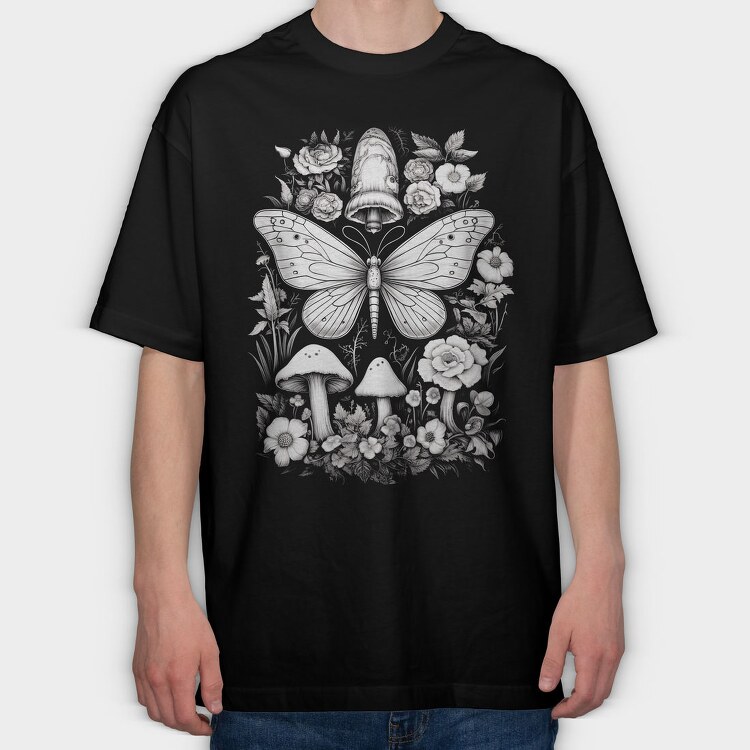 Whimsical Cottagecore Moth, Tricou Oversize Barbati (Unisex)