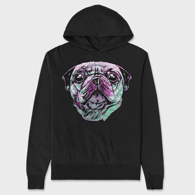 Three Color Pug, Hanorac Oversize Barbati (Unisex)