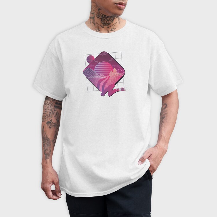 Retrowave Landscape, Tricou Barbati (Unisex)