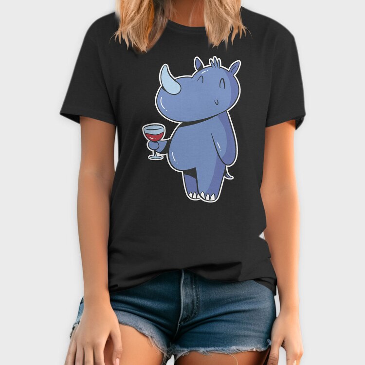 Rhinoceros With Wine Rhino, Tricou Barbati (Unisex)